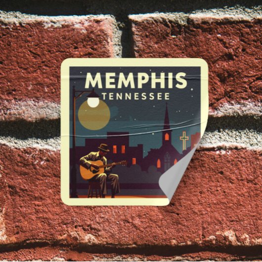 Klassiek Memphis Tennessee Vierkante Sticker