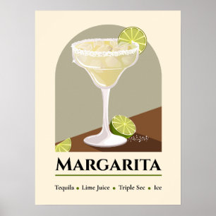 Klassiek Mexicaans Margarita-recept met zoutrand k Poster