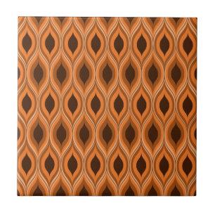 Klassiek mid century oranje en bruin ogee patroon tegeltje