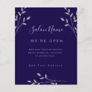 Klassiek Middernachtblauw & Zilver Elegante Salon Flyer