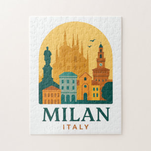 Klassiek Milaan Italië Reizen   Retro Duomo Legpuzzel