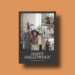 Klassiek Minimaal Halloween 5 Foto Zwart Feestdagenkaart