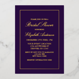 Klassiek minimaal Paars Vrijgezellenfeest Folie Uitnodiging