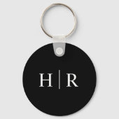Klassiek minimaal zwart-wit monogram sleutelhanger (Voorkant)