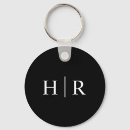 Klassiek minimaal zwart-wit monogram sleutelhanger