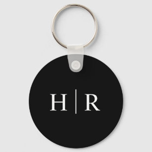 Klassiek Minimaal Zwart Wit Monogram Sleutelhanger