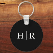 Klassiek minimaal zwart-wit monogram sleutelhanger (Achterkant)