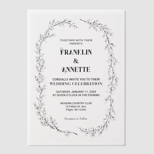 Klassiek minimalistisch script Elegant formele bru Vellum Uitnodigingen (Voorkant)