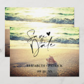 Klassiek minimalistisch, tropisch strand save the date (Voorkant / Achterkant)