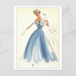 Klassiek modeontwerp voor avondjurk briefkaart