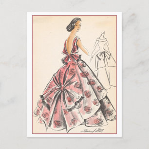 Klassiek modeontwerp voor avondjurk briefkaart