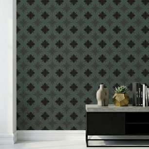 Klassiek Modern Bloemmotief Donkergroen Behang