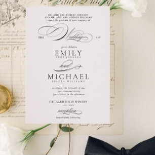 Klassiek Modern Elegant Script Trouwen Kaart