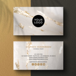 Klassiek modern goud folie logo & sociale media visitekaartje