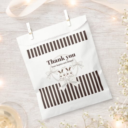 Klassiek Modern Leuk Tweeling Bunny Meisje Dank u Bedankzakje (Geknipt)