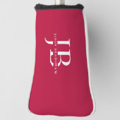 Klassiek modern monogram en naam rood golfheadcover (Draai 90)
