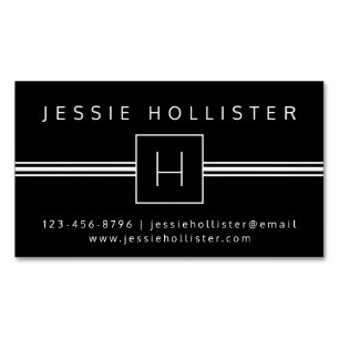 Klassiek Modern Professioneel Monogram Zwart-wit Magnetisch Visitekaartje