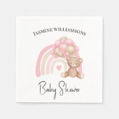 Klassiek modern roze teddybeer baby shower servet (Voorkant)