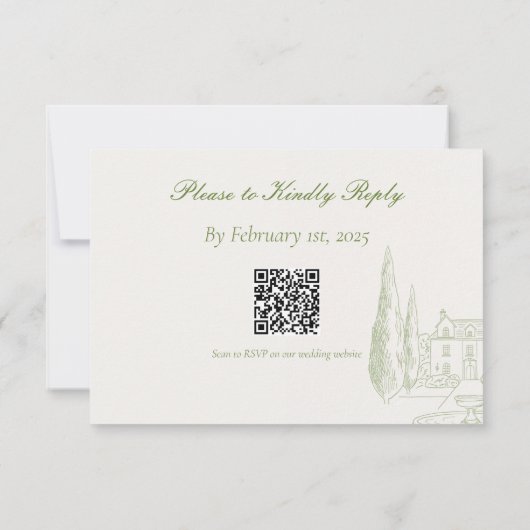 Klassiek Modern Script QR Code Wedding RSVP Kaartje (Achterkant)