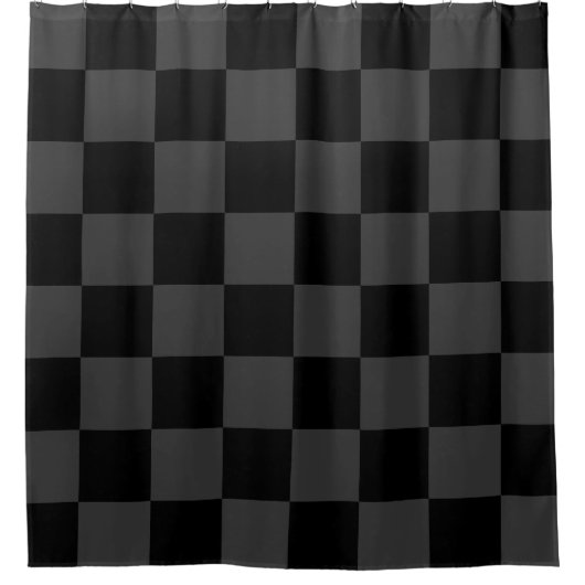 Klassiek Modern Zwart & Rokerig Zwart Checkerboard Douchegordijn (Voorkant)