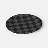 Klassiek Modern Zwart & Rokerig Zwart Checkerboard Papieren Bordje (Gekanteld)