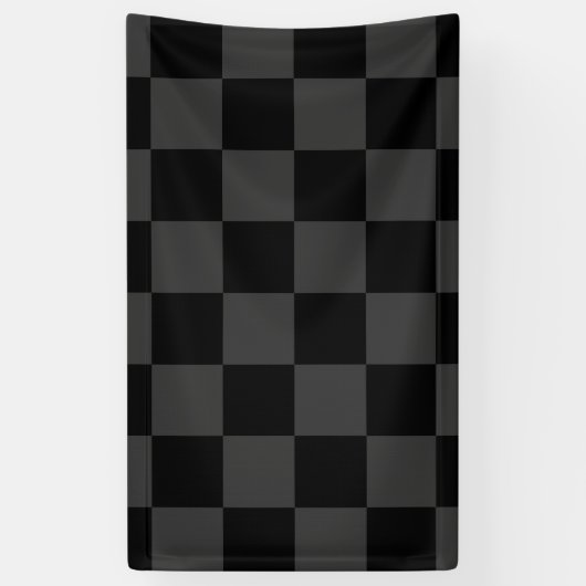 Klassiek Modern Zwart & Rokerig Zwart Checkerboard Spandoek (Verticaal)