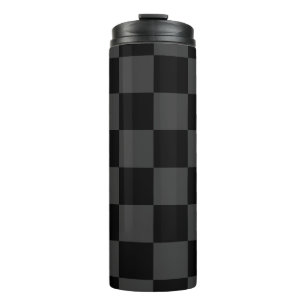 Klassiek Modern Zwart & Rokerig Zwart Checkerboard Thermosbeker