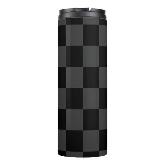 Klassiek Modern Zwart & Rokerig Zwart Checkerboard Thermosbeker (Achterkant)
