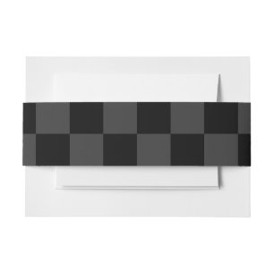 Klassiek Modern Zwart & Rokerig Zwart Checkerboard Uitnodigingen Wikkel