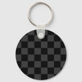 Klassiek modern zwart & rokerig zwart dambordpatro sleutelhanger (Voorkant)