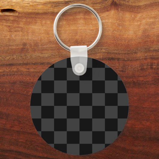 Klassiek modern zwart & rokerig zwart dambordpatro sleutelhanger (Voorkant)