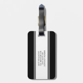 Klassiek modern zwart-wit monogram Bagagelabel (Achterkant verticaal)