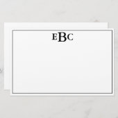 Klassiek modern zwart-wit monogram Briefpapier (Voorkant / Achterkant)