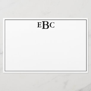 Klassiek modern zwart-wit monogram Briefpapier