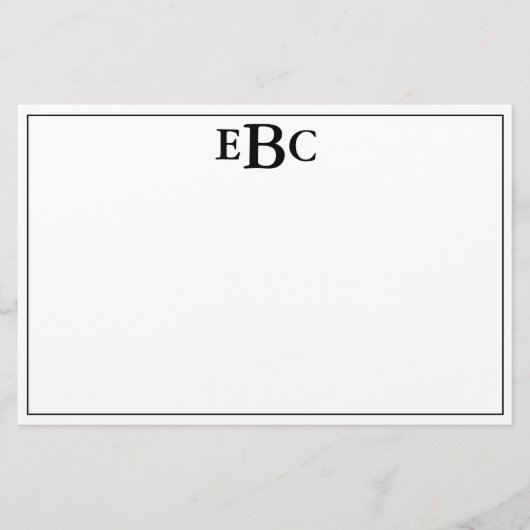 Klassiek modern zwart-wit monogram Briefpapier (Voorkant)