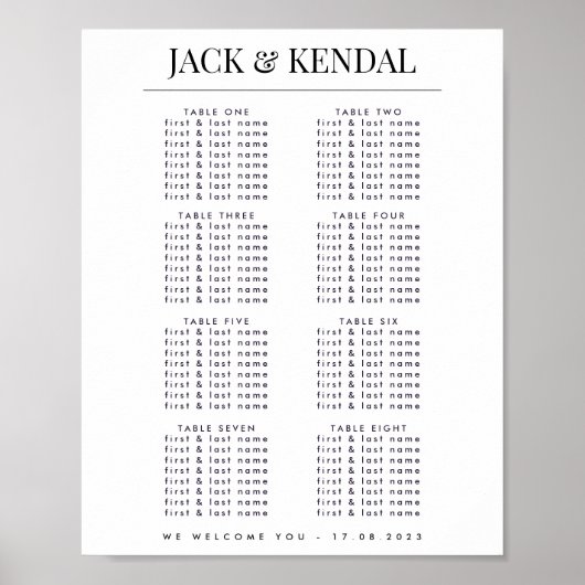 Klassiek modern zwart-wit trouwbord poster (Voorkant)