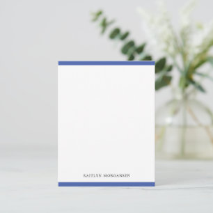 Klassiek moderne Navy blauwe rand Persoonlijk Notitiekaartje