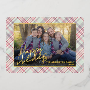 Klassiek Moderne Rustieke Roze Groene Geruite Patr Folie Feestdagenkaart