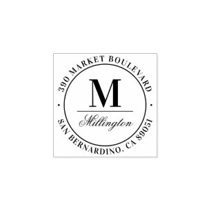Klassiek Monogram Achternaam Retouradres Rubberstempel