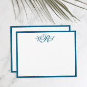Klassiek monogram blauw notitiekaartje