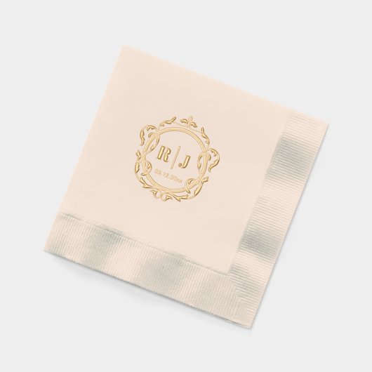 Klassiek  Monogram Bruiloftsgoud Folie Servetten (Links)