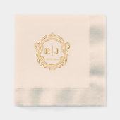 Klassiek  Monogram Bruiloftsgoud Folie Servetten (Voorkant)