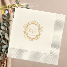 Klassiek Monogram Bruiloftsgoud Folie Servetten
