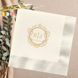 Klassiek Monogram Bruiloftsgoud Folie Servetten