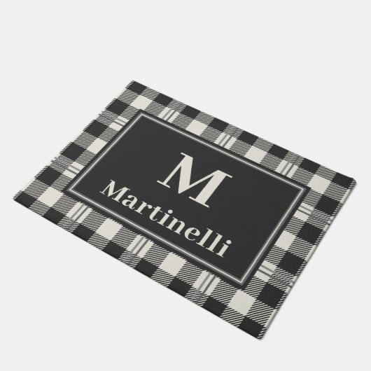 Klassiek Monogram Buffalo Plaid Deurmat Design (Schuin)