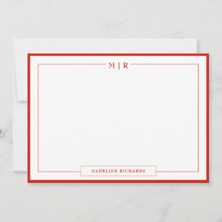 Klassiek Monogram Candy Rode Rand Briefpapier Notitiekaartje
