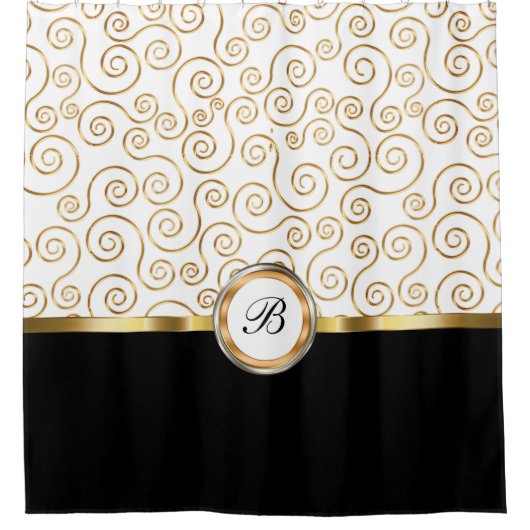 Klassiek monogram douchegordijn (Voorkant)