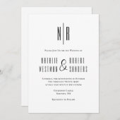 Klassiek Monogram Elegant Zwart Wit Bruiloft Kaart (Voorkant / Achterkant)