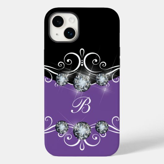 Klassiek Monogram Glitzy Bling Case-Mate iPhone Case (Achterkant)