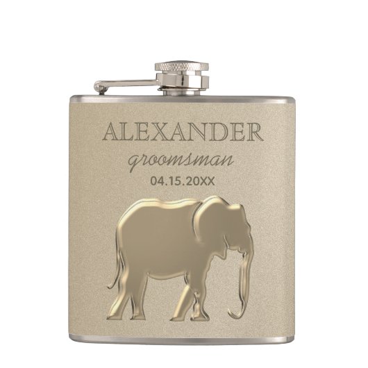 Klassiek Monogram Gouden Bruidsjonkers Heupfles (Voorkant)